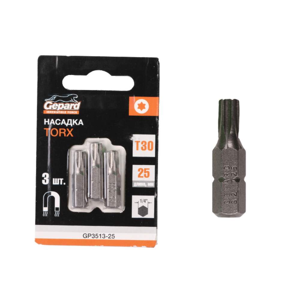 Насадка TORX T30 25мм 3шт GEPARD (GP3513-25)