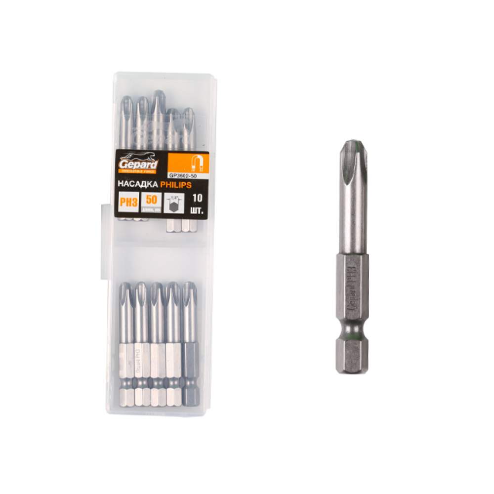 Насадка крестообразная PH3 50мм 10шт GEPARD (GP3602-50)