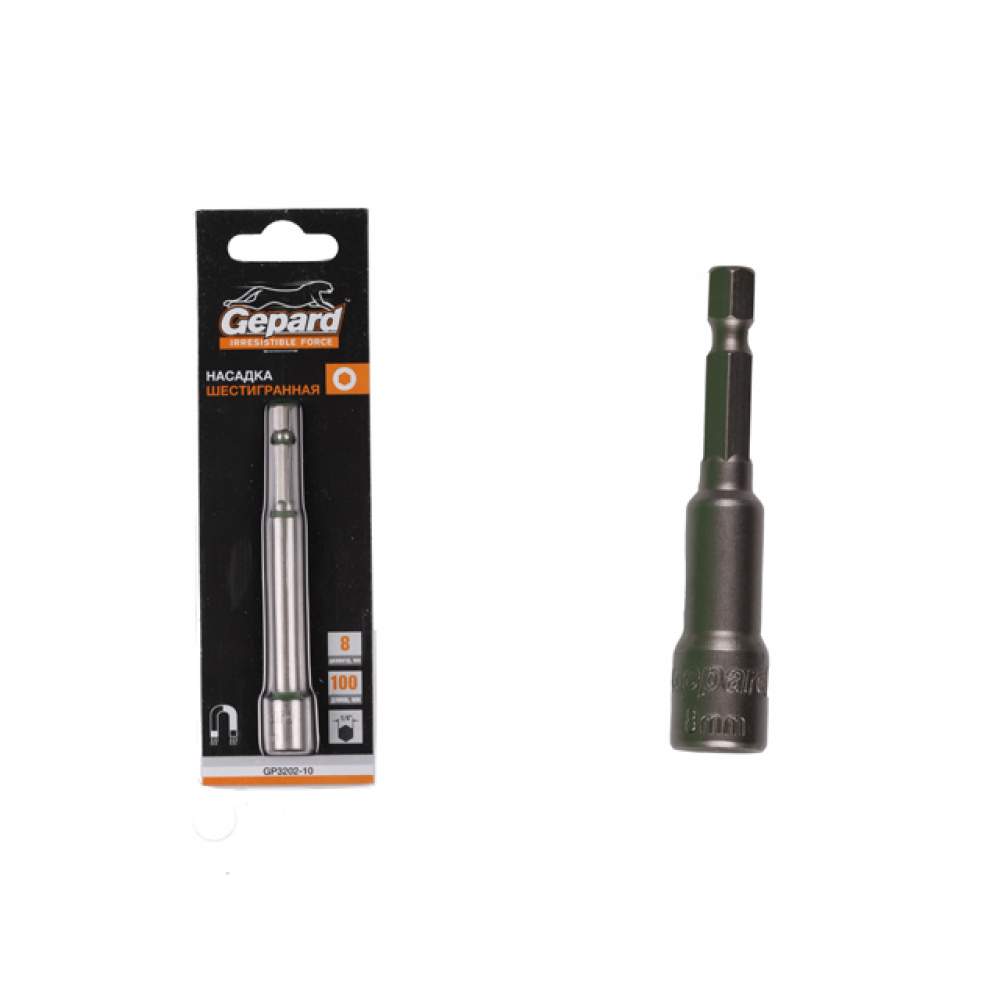 Насадка шестигранная магнитная 8х100мм GEPARD (GP3202-10)