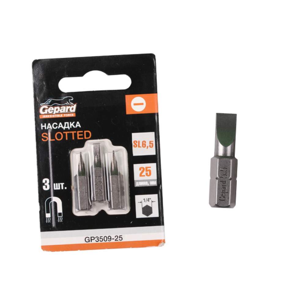 Насадка шлицевая SL6,5 25мм 3шт GEPARD (GP3509-25)