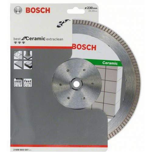 Алмазный диск BOSCH 230-22.23 круг сплошной по плитке керамограниту Best for Ceramic Extraclean Turbo
