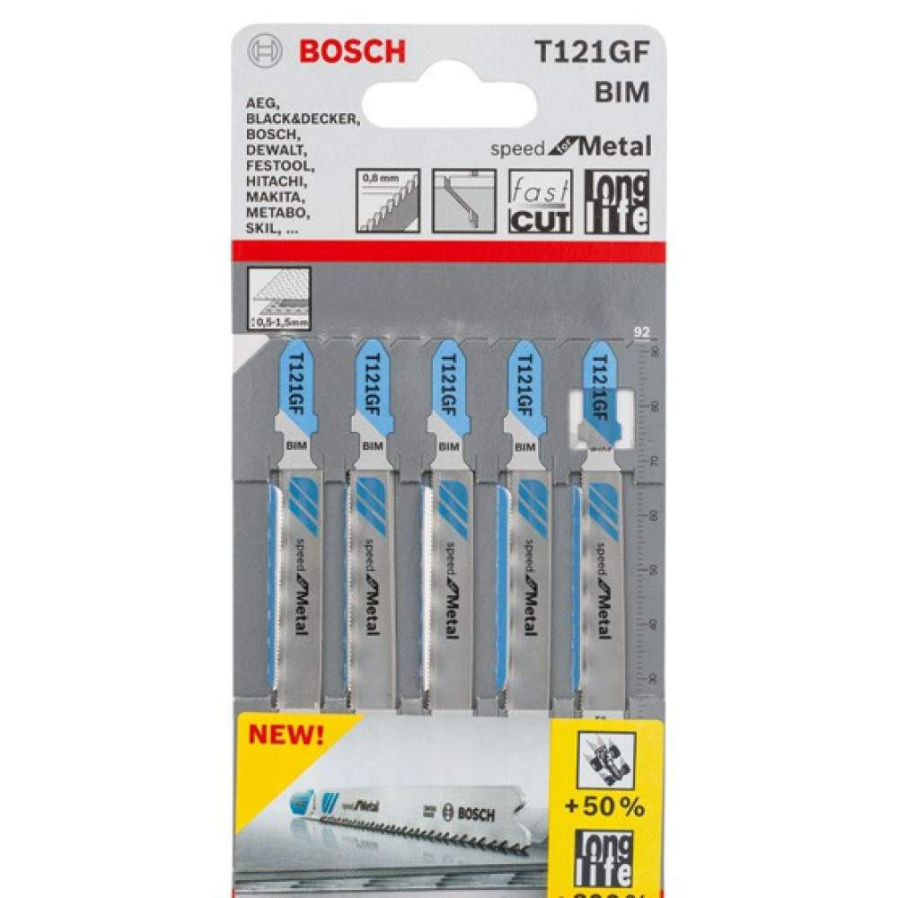 Пилка лобзиковая BOSCH ЛОБЗИКОВЫЕ ПИЛКИ T121GF SpeedMetal 5 шт.