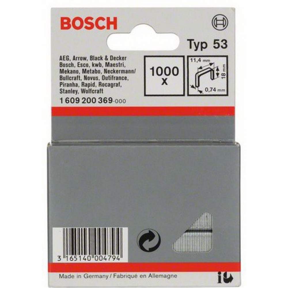 Скобы и штифты BOSCH 18ММ ТИП 53 1000 шт.