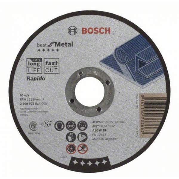 Отрезной круг BOSCH Best по металлу 125x1,0, прямой