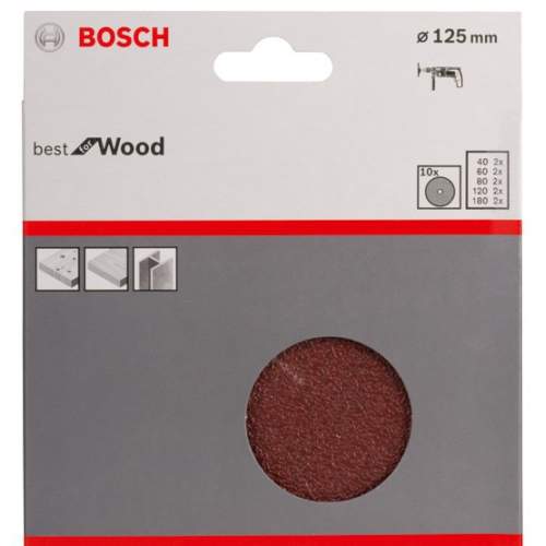 Шлифкруг 125 мм BOSCH Шлифлист Expert for Wood+Paint Øмм K40-180 10 шт.