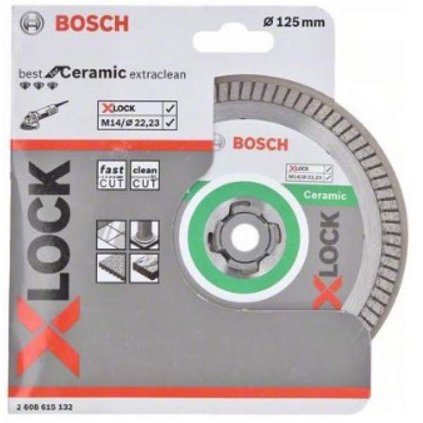 Оснастка X-LOCK BOSCH Алмазный диск Best for Ceramic Extraclean Turbo 125x22,23x1,4 x7мм