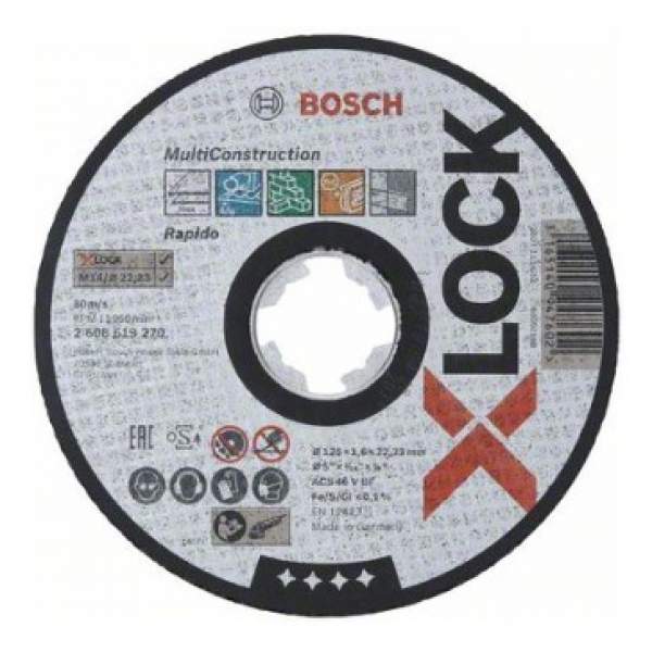 X-LOCK Отрезной диск  Multi Material 125x1.6x22.23 мм [Оснастка X-LOCK BOSCH Отрезной диск Multi Material 125x1.6x22.23 мм]