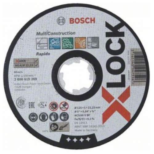 BOSCH X-LOCK Отрезной диск Multi Material 125x1x22.23 мм