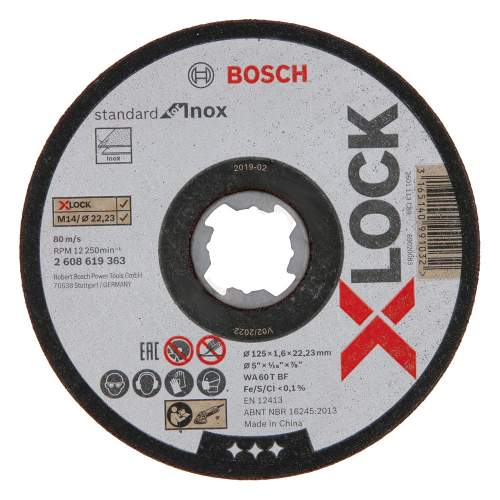 Оснастка X-LOCK BOSCH Отрезной диск Standard for Inox 125 x 1.6 x 22.23 мм