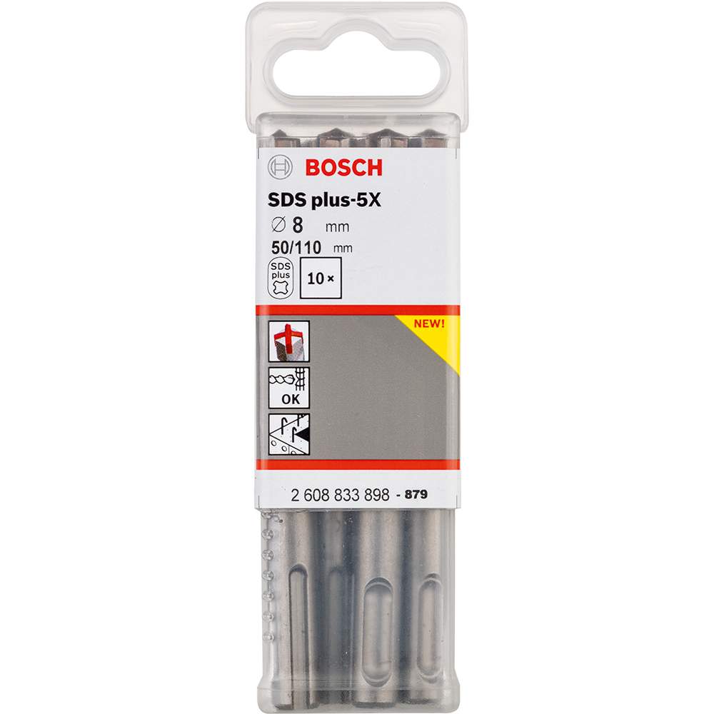 Сверло SDS-Plus BOSCH SDS Plus-5X, 8x50x110 -бур по бетону (set10 - цена указана за штуку)