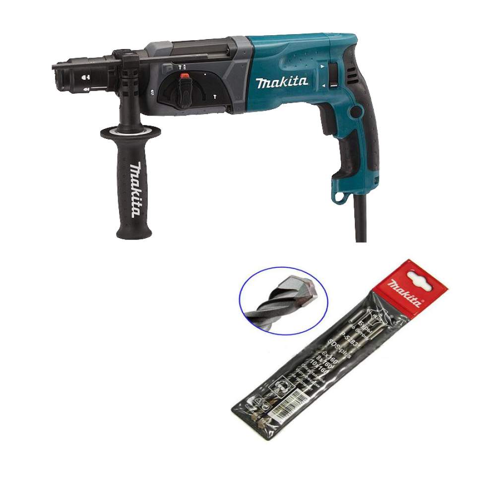 Перфоратор SDS-plus MAKITA HR 2470 FTA1+ набор буров 3 шт (P-52831)