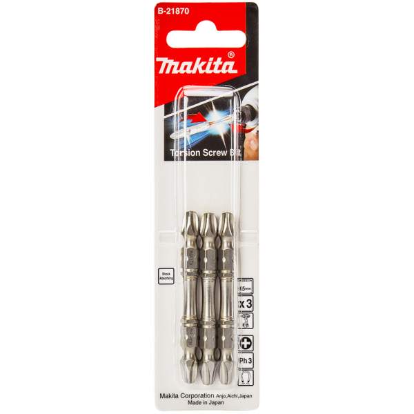PH3 / 65 mm / Silver Torsion E-form (MZ) / 3 шт. [Бита MAKITA]