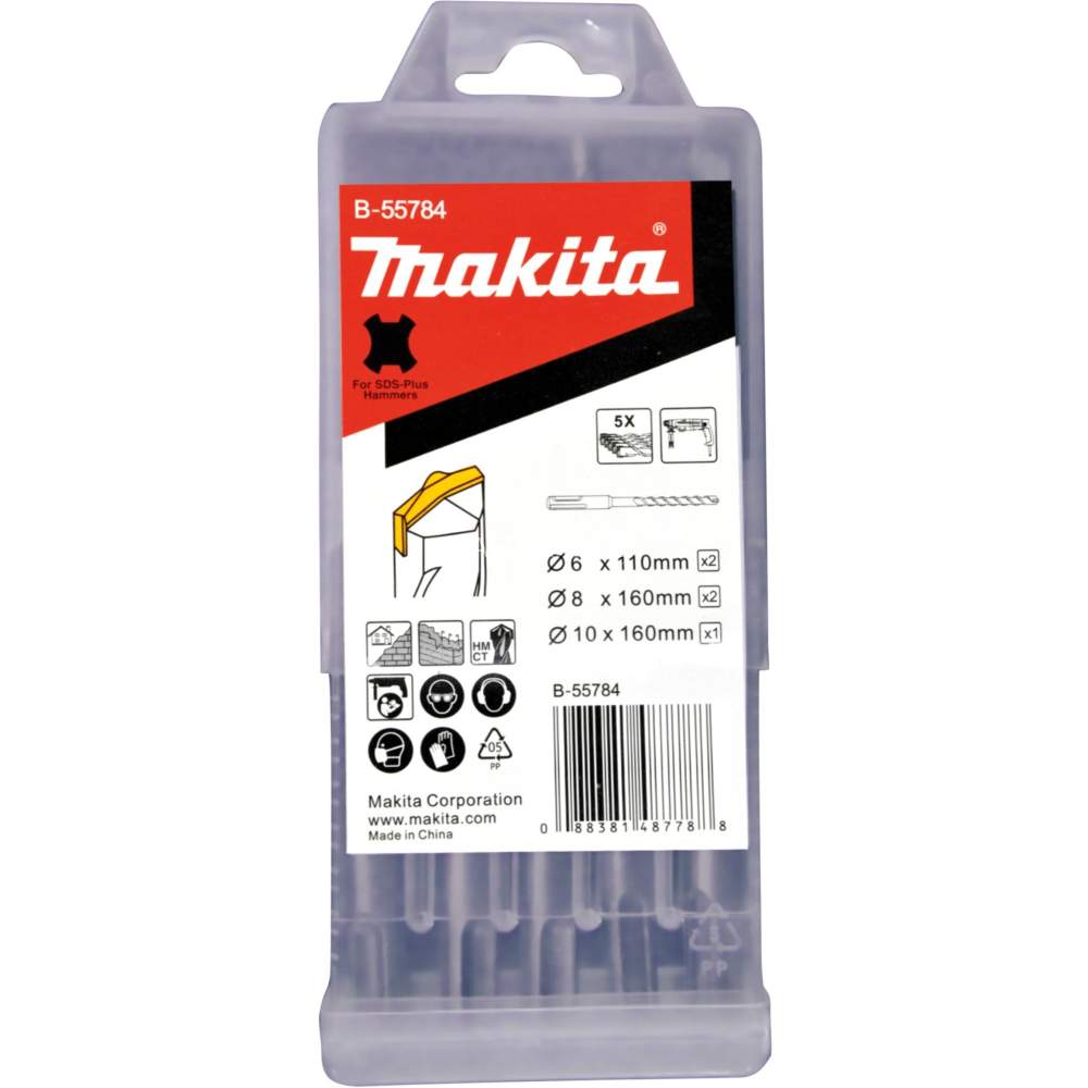 Сверло SDS-Plus MAKITA Набор сверл-буров 6/6×110, 8/8×160, 10×160мм