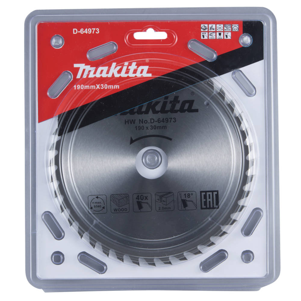 Пильный диск MAKITA 190x30x1,3х40T  для дерева D-64973