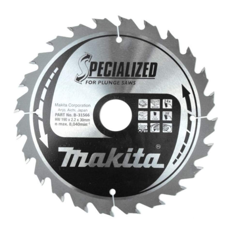 Пильный диск MAKITA 190x30x1.6x24T  для дерева (для погружных пил)