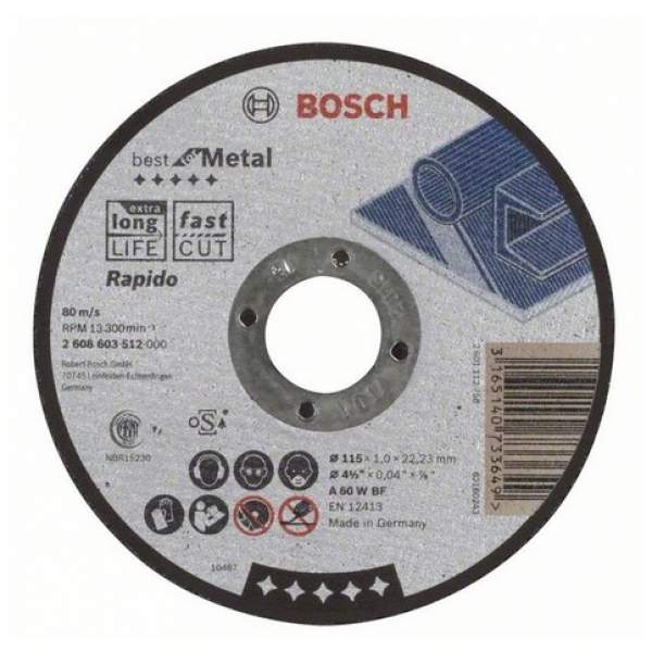 Отрезной круг BOSCH Best по металлу 115x1,0, прямой