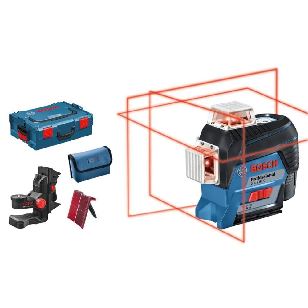 Нивелир лазерный BOSCH GLL 3-80C BM 1 + pouch + 12 V battery + charger + target plate L-Boxx