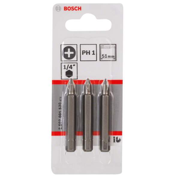PH1 / 51 mm / 1/4" Hex Extra Hard / 3 шт [Бита BOSCH]