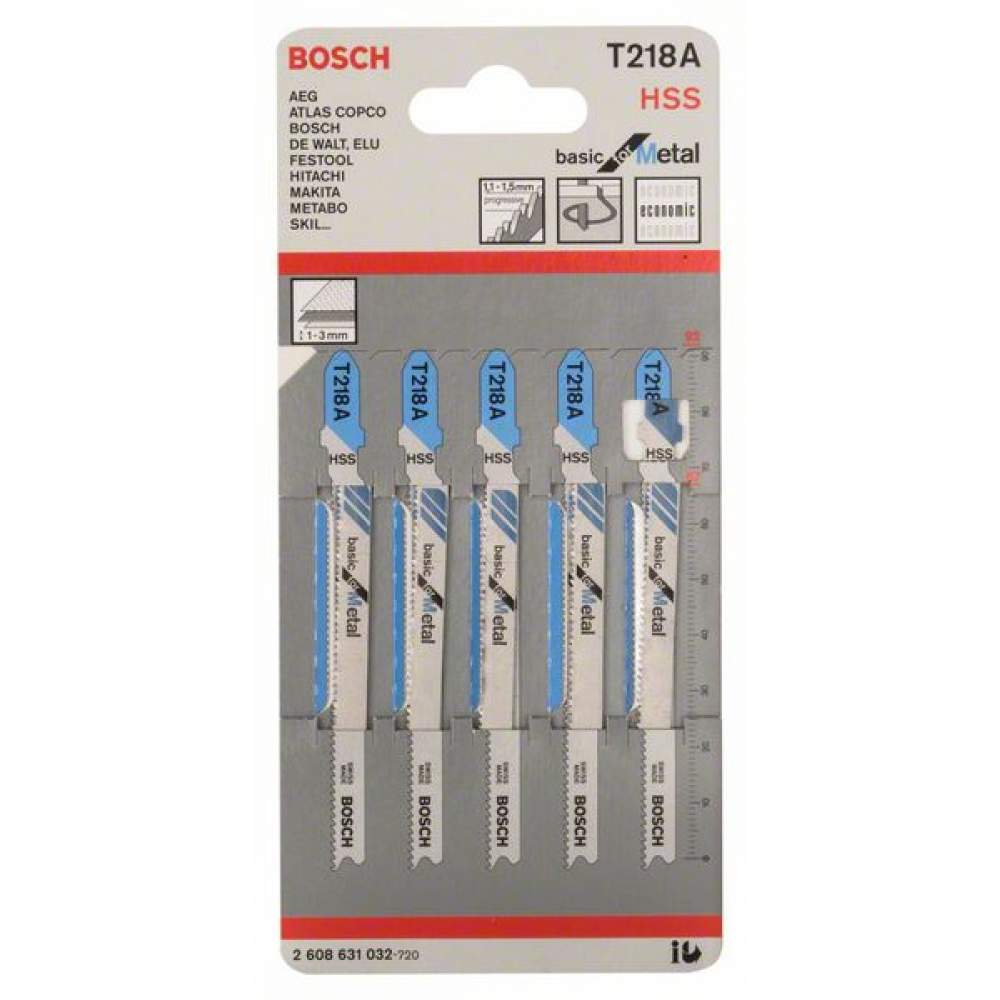Пилка лобзиковая BOSCH T 218 А, HSS (уп. 5 шт.)