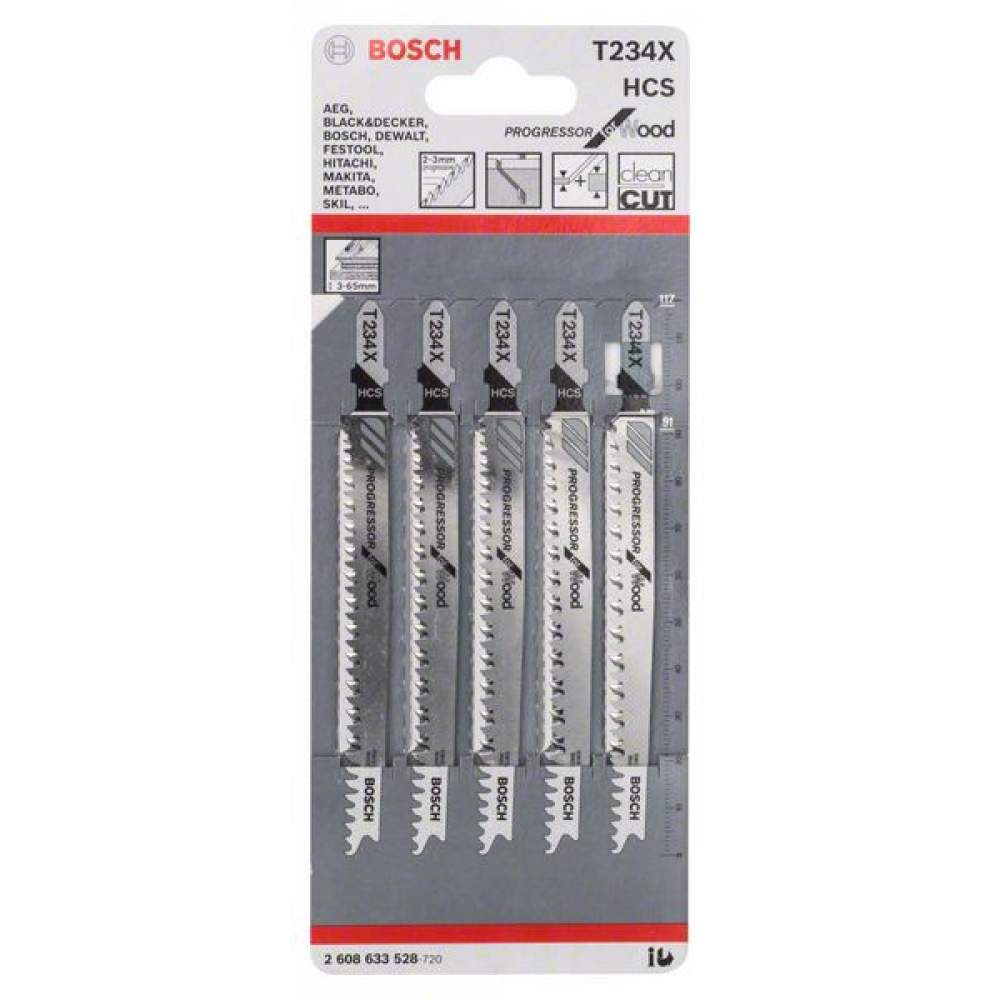 Пилка лобзиковая BOSCH T 234 X Progressor for Wood (5 шт) , HCS