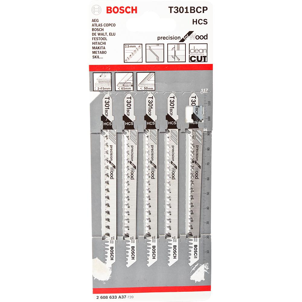 Пилка лобзиковая BOSCH 5 ЛОБЗИКОВЫХ ПИЛОК T 301 BCP, HCS