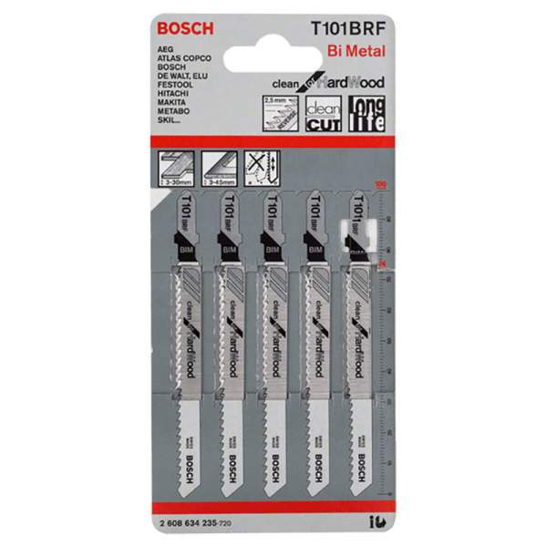 T 101 BRF, BIM / For Hard Wood / уп. 5 шт. [Пилка лобзиковая BOSCH]