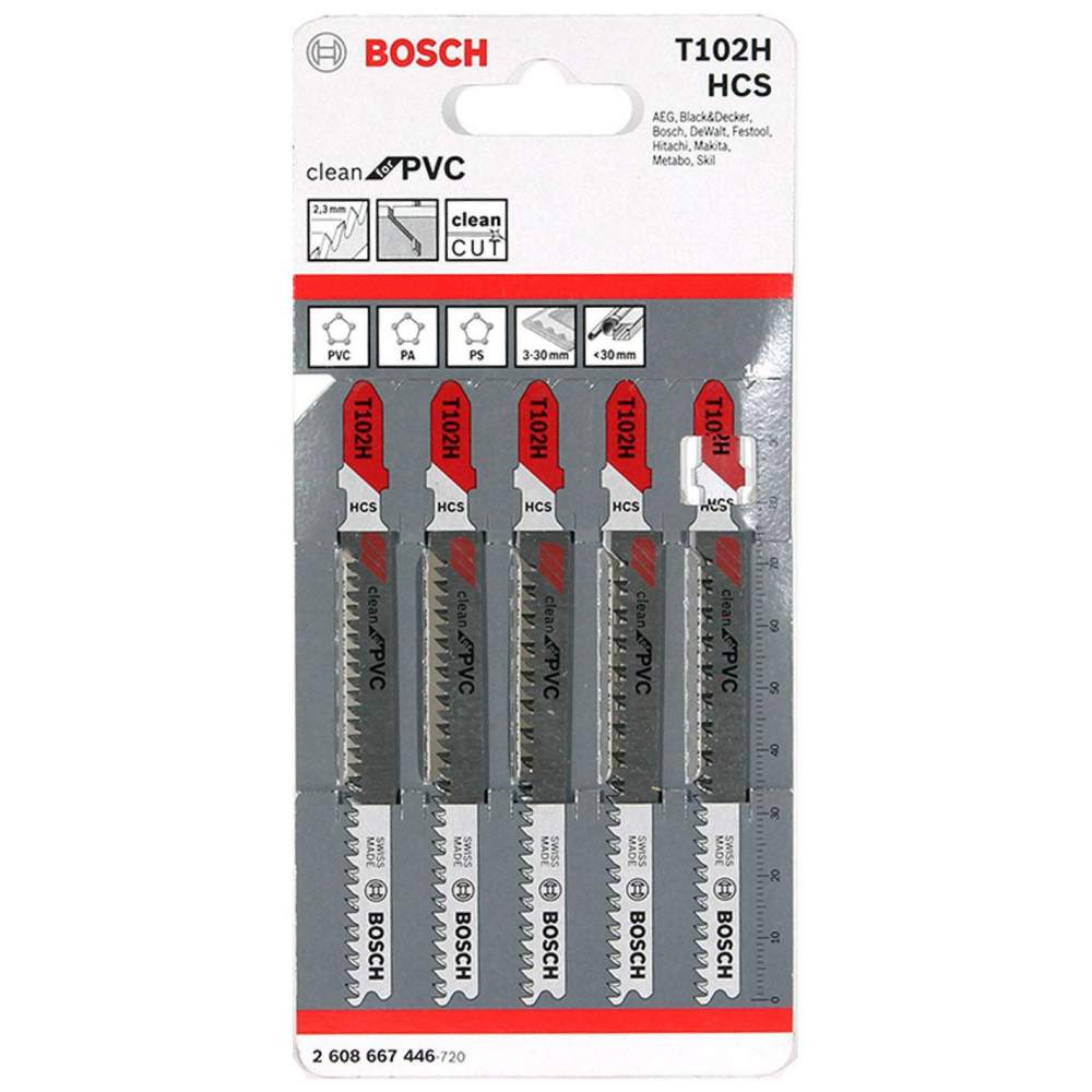 Пилка лобзиковая BOSCH T 102 H / For PVC / уп. 5 шт.