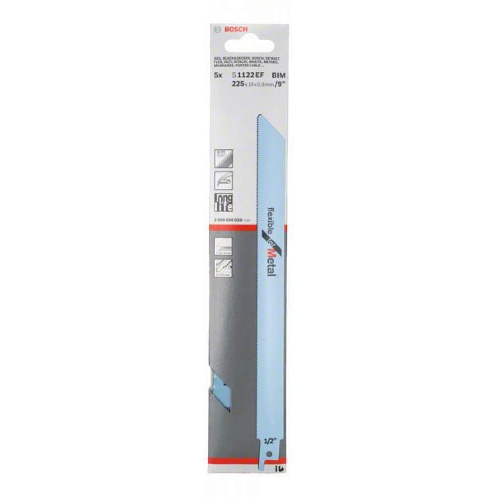 Пилка сабельная BOSCH S 1122 EF Flexible for Metal (5 шт / 225 мм)