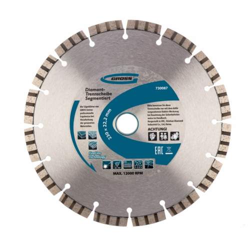 Алмазный диск GROSS ф230х22,2мм, лазерная приварка турбо-сегментов, сухое резание// Gross