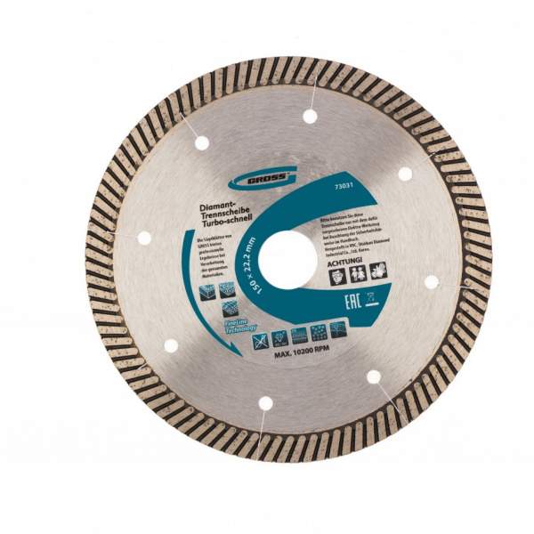 Алмазный диск GROSS ф150х22,2мм, турбо с лазерной перфорацией, сухое резание// Gross