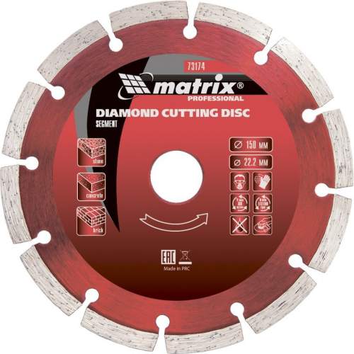 Алмазный диск MATRIX , отрезной сегментный, 150 х 22.2 мм, сухая резка Matrix Professional