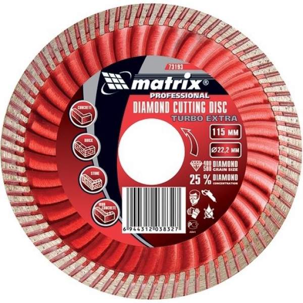 Алмазный диск MATRIX отрезной Turbo Extra, 115 х 22,2 мм, сухая резка// Matrix