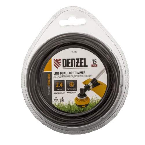 DENZEL Леска двухкомпонентная для триммера, круглая 2,4мм х 15м, EXTRA CORD// Denzel
