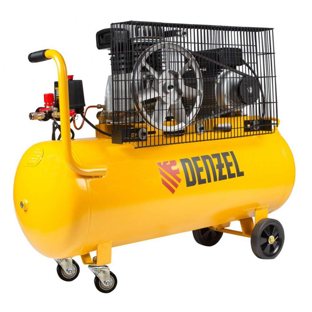 Компрессор DENZEL воздушный BCI2300/100, ременный привод, 2.3 кВт, 100 литров, 400 л/мин Denzel