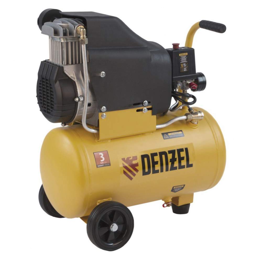 Компрессор DENZEL воздушный DLC1300/24 безмасляный 1.3 кВт, 24 литра, 206 л/мин Denzel