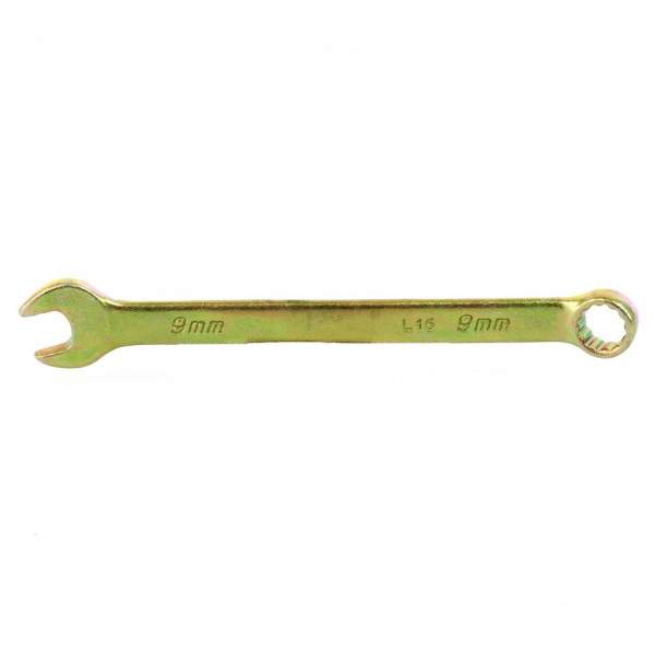 Ключ комбинированный, 9 мм, желтый цинк// Сибртех [Ключ СИБРТЕХ комбинированный, 9 мм, желтый цинк// Сибртех]