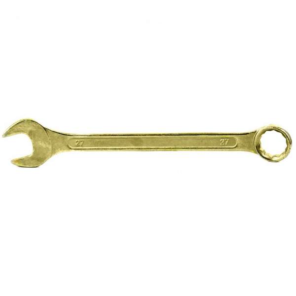 Ключ комбинированный, 27 мм, желтый цинк// Сибртех [Ключ СИБРТЕХ комбинированный, 27 мм, желтый цинк// Сибртех]