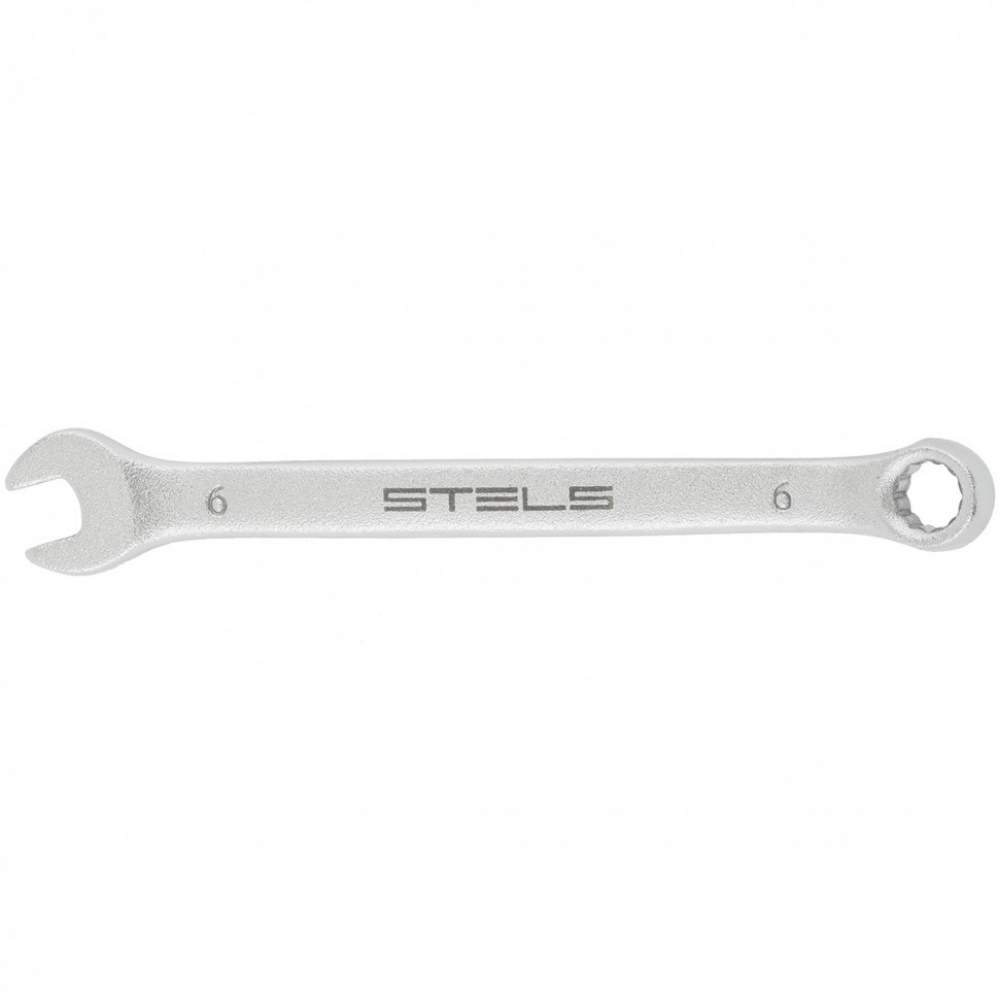 Ключ STELS комбинированный, 6 мм, CrV, матовый хром// Stels