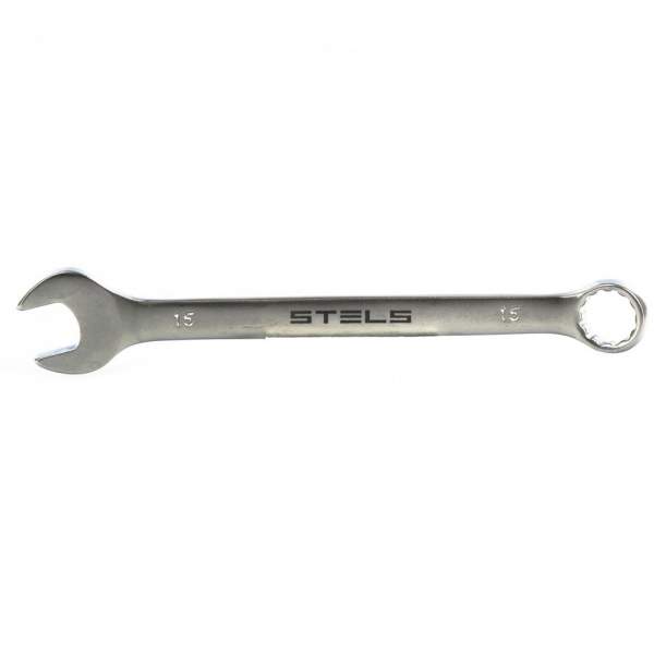 Ключ STELS комбинированный, 15 мм, CrV, матовый хром// Stels