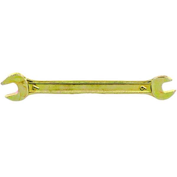 Ключ рожковый, 6 х 7 мм, желтый цинк// Сибртех [Ключ СИБРТЕХ рожковый, 6 х 7 мм, желтый цинк// Сибртех]