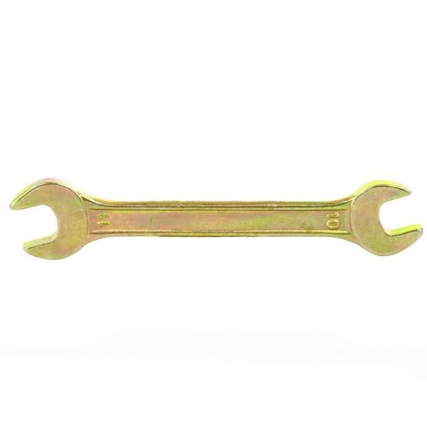Ключ рожковый, 10 х 11 мм, желтый цинк// Сибртех [Ключ СИБРТЕХ рожковый, 10 х 11 мм, желтый цинк// Сибртех]