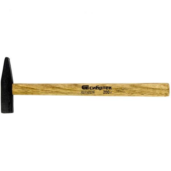Ударный инструмент СИБРТЕХ Молоток слесарный, 200 г, квадратный боек, деревянная рукоятка// Сибртех