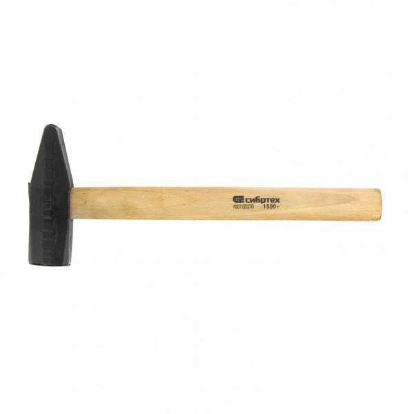 Ударный инструмент СИБРТЕХ Молоток слесарный, 1500 г, квадратный боек, деревянная рукоятка// Сибртех