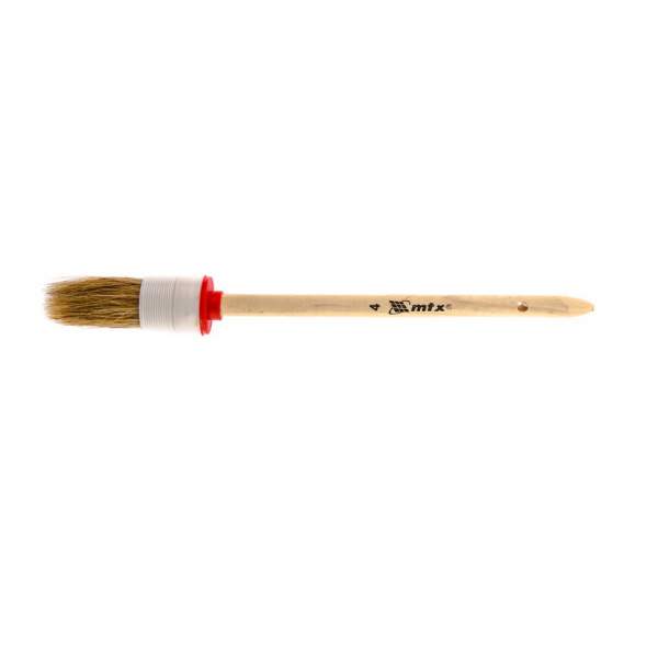 Кисть круглая № 4 (25 мм), натуральная щетина, деревянная ручка// MTX [Ручной инструмент MTX]