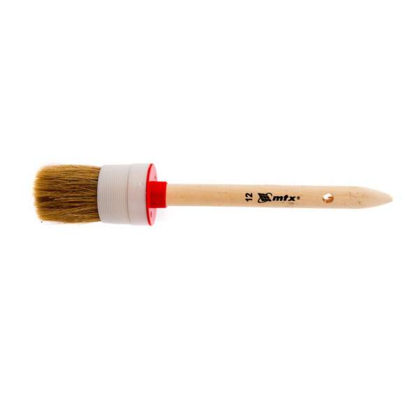 Кисть круглая №12 (45 мм), натуральная щетина, деревянная ручка// MTX [Ручной инструмент MTX]