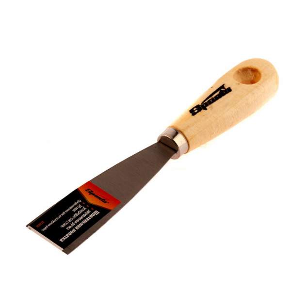 Шпательная лопатка из углеродистой стали, Шпатель 30 мм, деревянная ручка// Sparta [Ручной инструмент SPARTA]