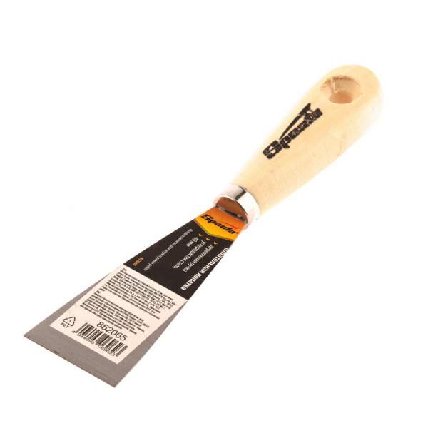 Ручной инструмент SPARTA Шпательная лопатка из углеродистой стали, Шпатель 40 мм, деревянная ручка// Sparta