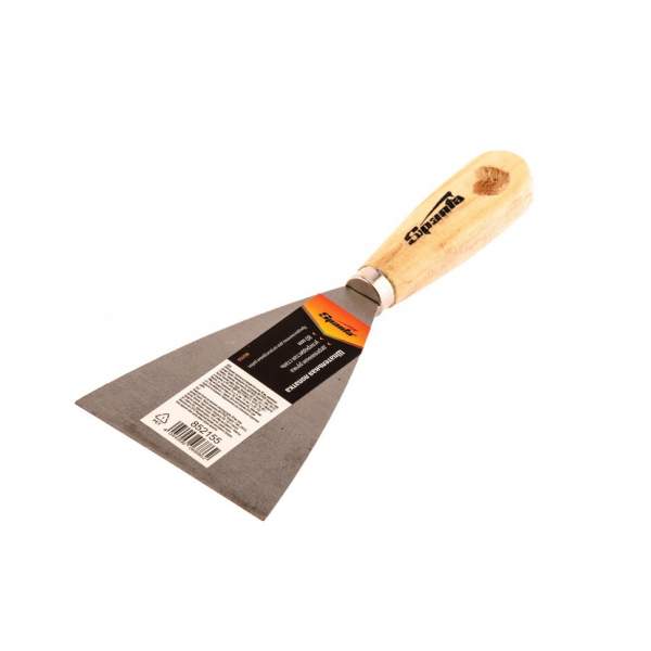 Ручной инструмент SPARTA Шпательная лопатка из углеродистой стали, Шпатель 80 мм, деревянная ручка// Sparta