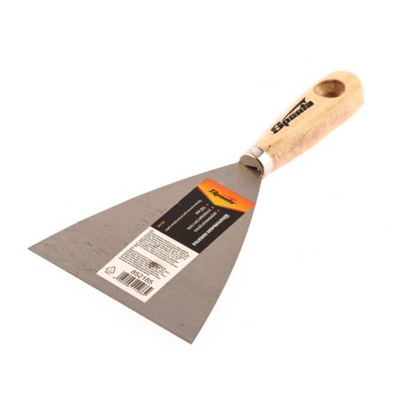 Ручной инструмент SPARTA Шпательная лопатка из углеродистой стали, Шпатель 100 мм, деревянная ручка// Sparta