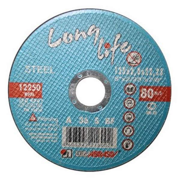 Круг отрезной 125х1.4x22.2 мм для металла Long Life LUGAABRASIV (цена за 1шт. в упаковке 25шт) [Отрезной круг 125х1.4x22.2 мм для металла Long Life LUGAABRASIV (цена за 1шт. в упаковке 25шт)]